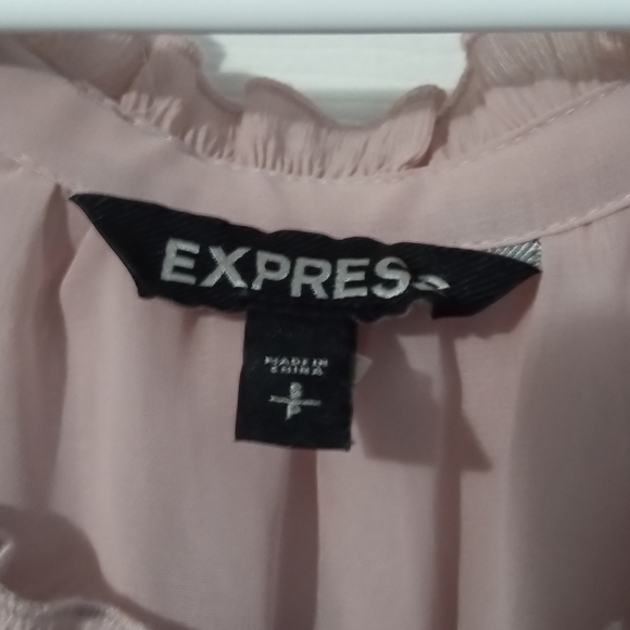 Express Light Pink Ruffle Trim Blouse - Picture 2 of 4